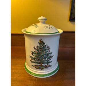 Vintage Spode Christmas Tree 8-1/2" Tall 6-1/4" Wide Canister